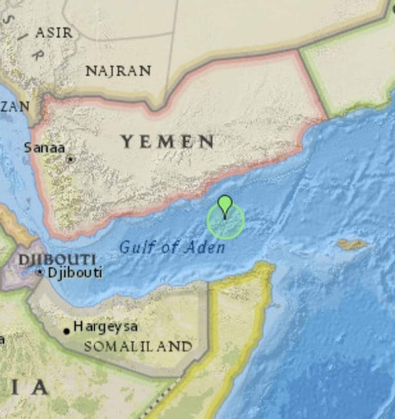 الفلكي الشوافي: زلزال 5.1 درجة في خليج عدن على مسافة حوالي 145 كيلومتر من المكلا..