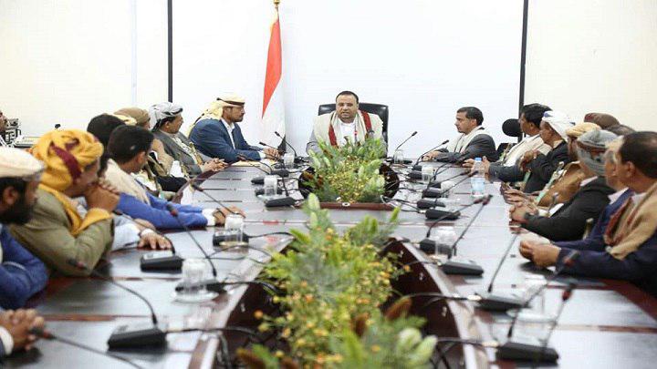 أجتماع هام للرئيس الصماد  مع أبناء مديرية بني الحارث بحضور الشيخ ناجي جمعان