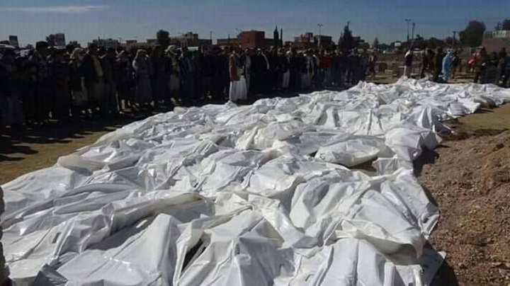 جريمه يرتكبه العدوان بمحافظة ذمار تسبب الى دفن أكثر من  70 شخص ...تفاصيل وصور