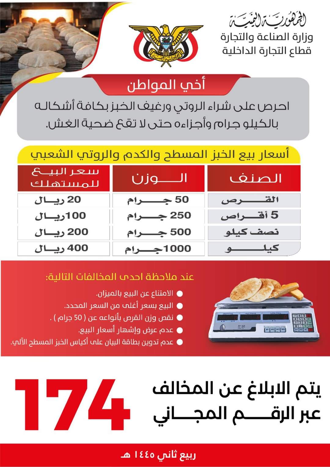 هاااام  : نقابة المخابز والأفران ترحب بقرار وزارة الصناعة خفض سعر الخبز .. (  السعر الجديد )