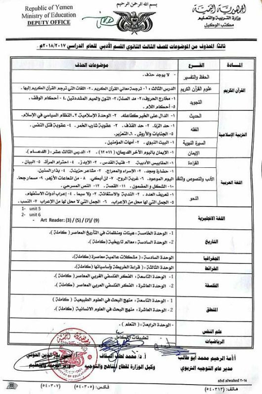 تعرف على الموضوعات المحذوفة من المقرر الدراسي للشهادة العامة الأساسية والثانوية