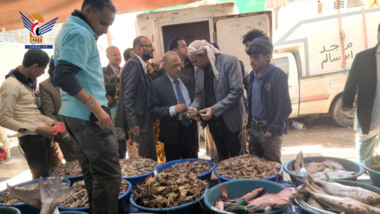 صنعاء : وزير الثروة السمكية يتفقد سوق البليلي لبيع الأسماك والأحياء المائية ...