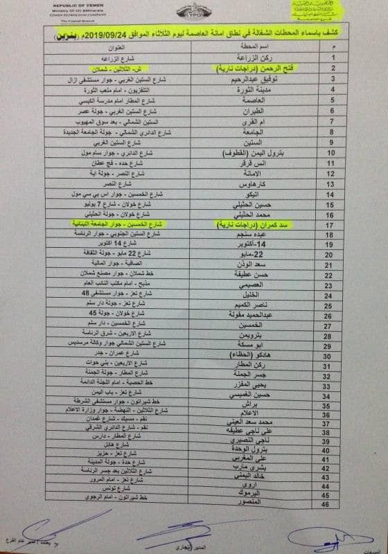 صنعاء : شركة النفط تخصص 46 محطه يتوافر فيها مادة البترول والديزل بشكل مستمر ( صوره الكشف )