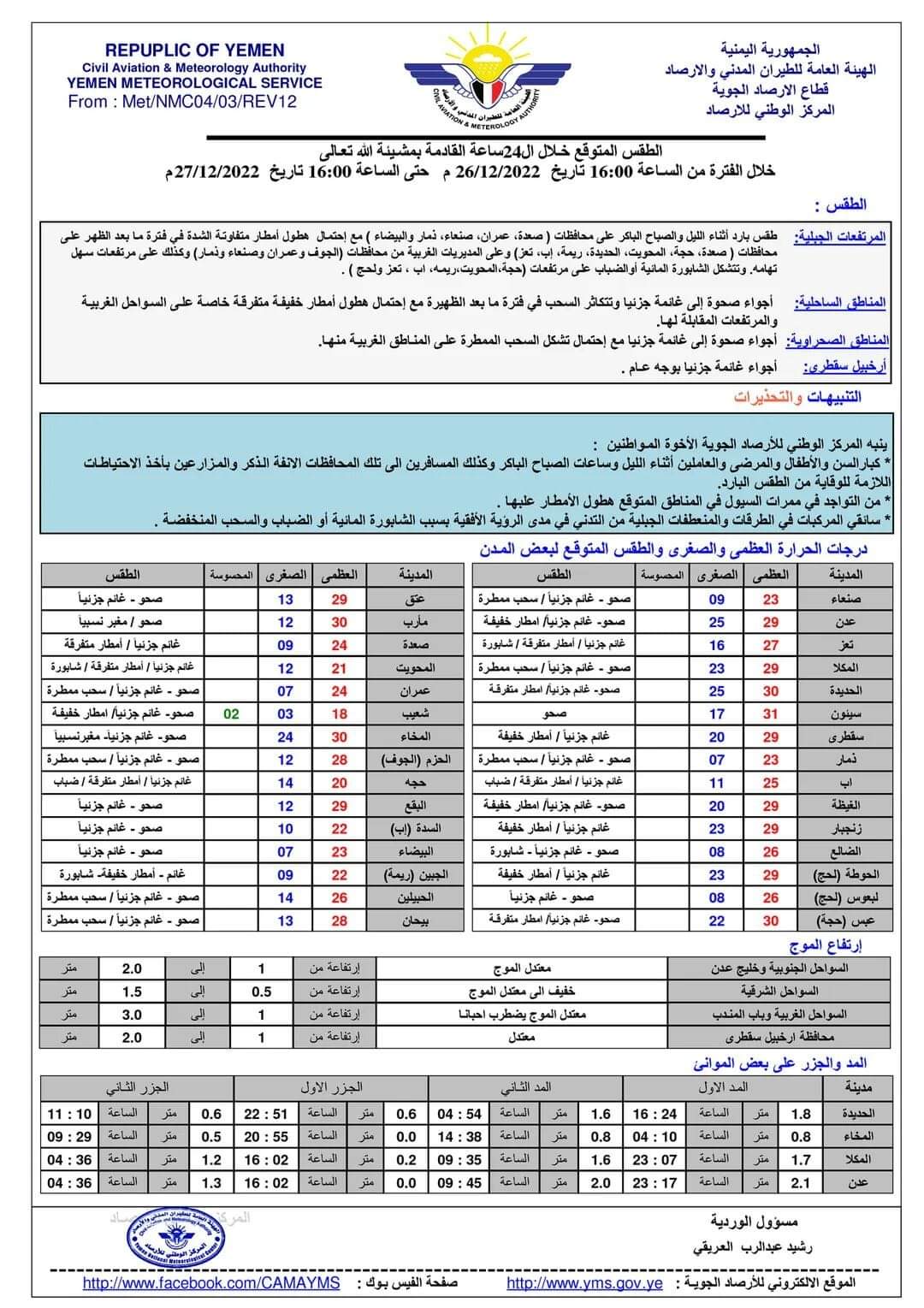 الفلكي عدنان الشوافي : من وسط الامانة -صنعاء وصفنا للاجواء الليلة 26 ديسمبر 2022 البرد خفيف و وخف كثير جدا مقارنة بنفس اليوم من الاسبوع الماضي ..