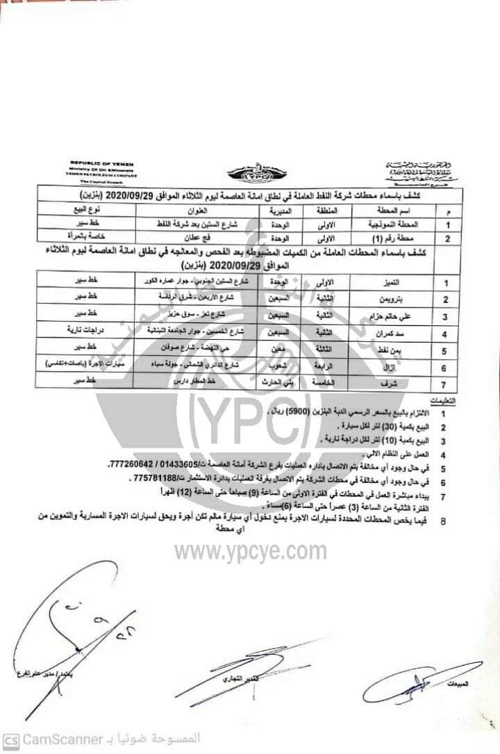 كشف بإسماء المحطات العاملة في نطاق امانة العاصمة ليوم غدا 