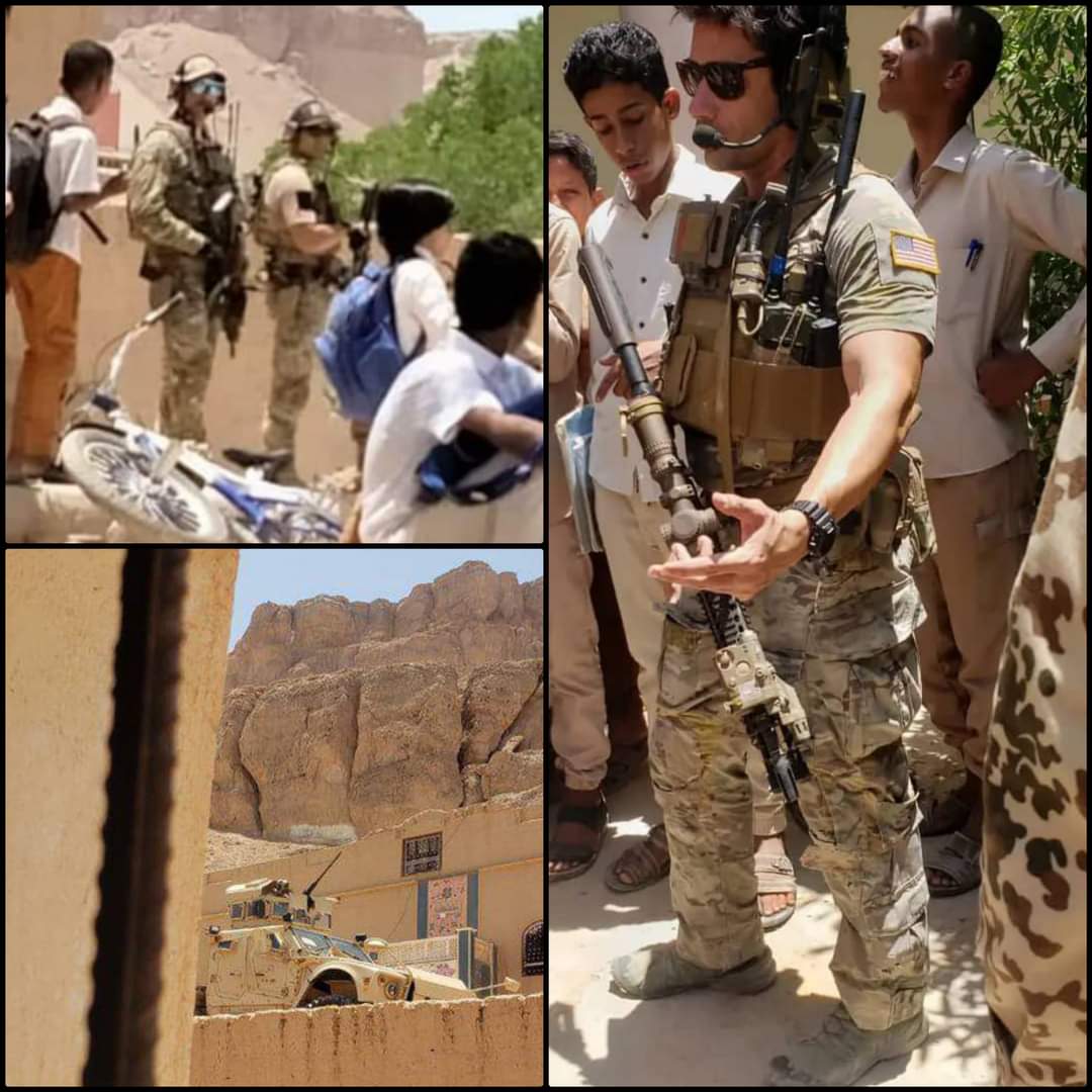 إنتشار جنود من قوات المارينز الأمريكية في منطقة الغرفة غرب مدينة سيئون دون معرفه السبب!!   .. صور