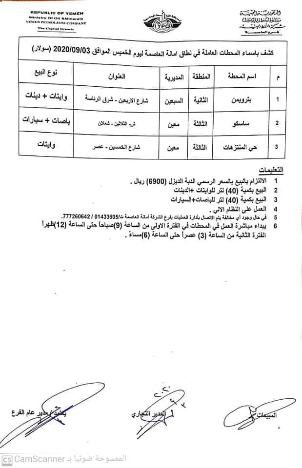 كشوفات بـ أسماء المحطات العاملة في امانة العاصمة 