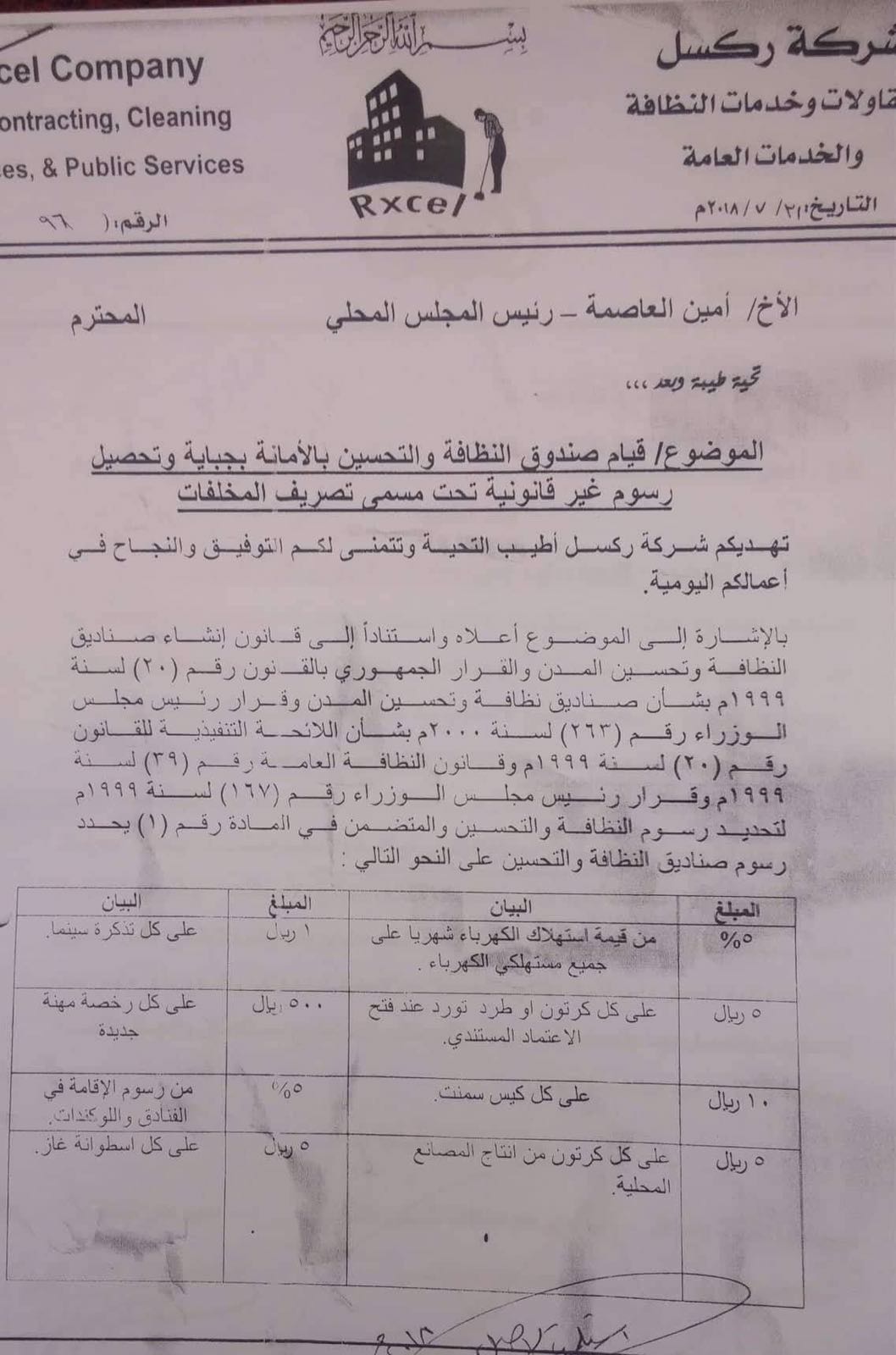 شركة ركسل بعد أن طالبت الجهاز المركزي للرقابة والمحاسبة بالتحقيق في فساد صندوق النظافة بالعاصمةتحذر من كارثة بيئية وشيكة لهذا السبب