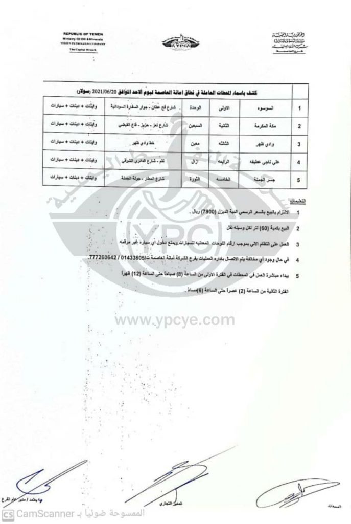 كشف بأسماء المحطات العاملة ليوم غداً الأحد والتي تقوم بتزويد المواطنين بمادتي البنزين والديزل بالسعر الرسمي