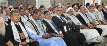 المشاركون في مؤتمر فلسطين الثالث بالعاصمة صنعاء يعلنون دعمهم وتأييدهم لقرار قائد الثورة بمنع الملاحة الصهيونية
